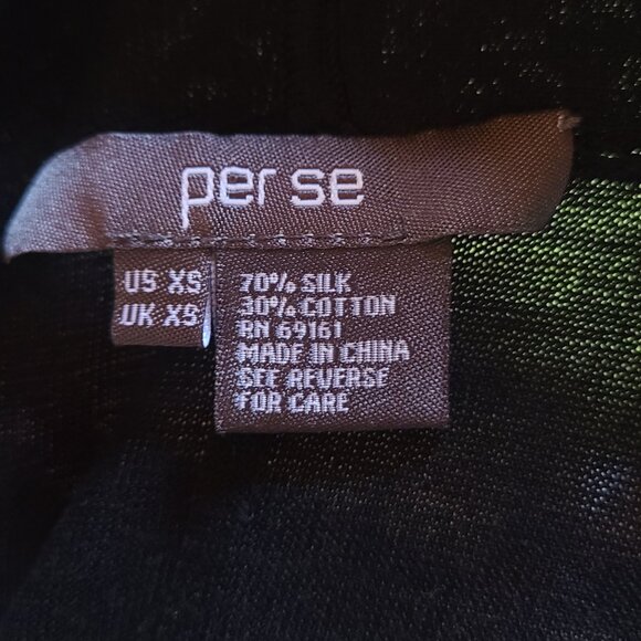 Per se Black Cardigan Open Front Sz XS Silk / Cotton Blend - Picture 5 of 5